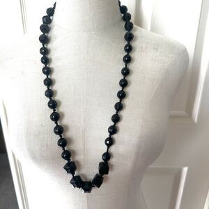 Avenue long black beaded necklace